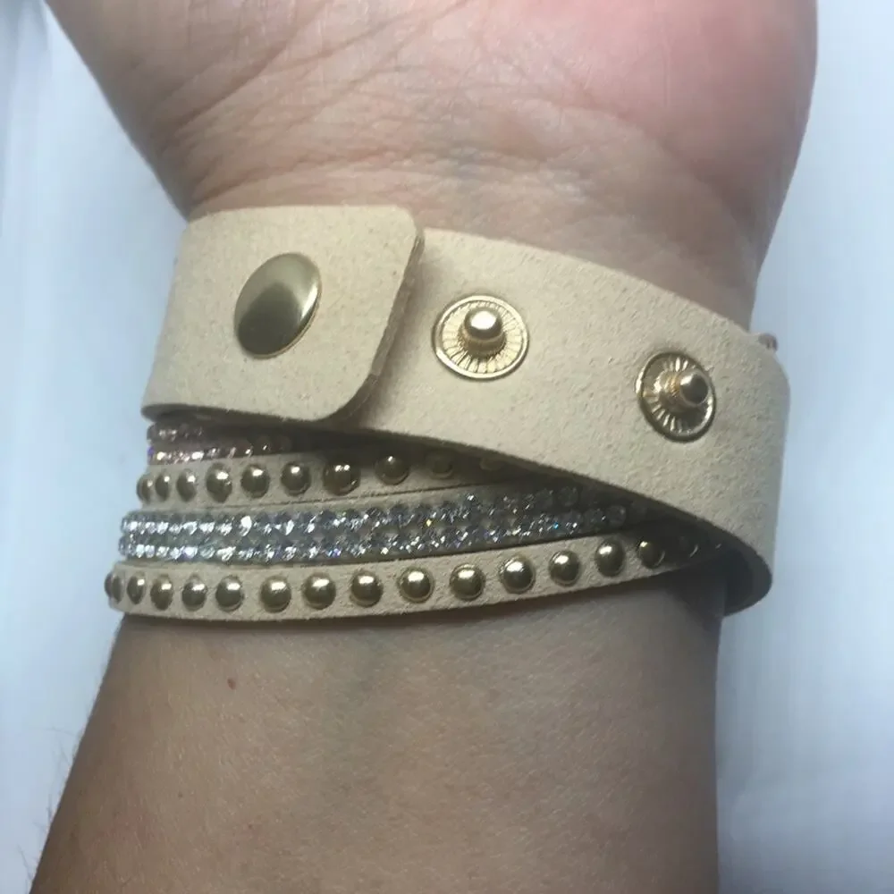 Mix Stud Slit Layer Wrap Bracelet - Nude - Picture 4 of 4